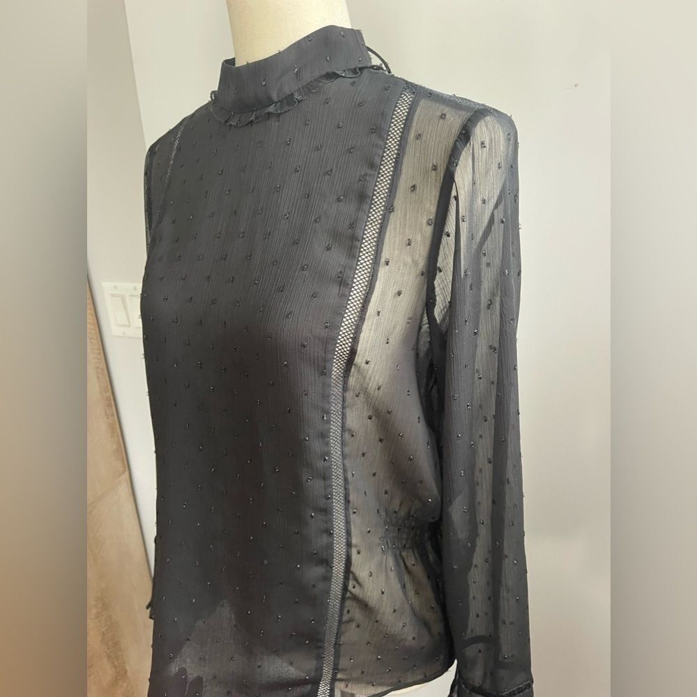 Zara Black Semi Sheer Blouse - Picture 3 of 10